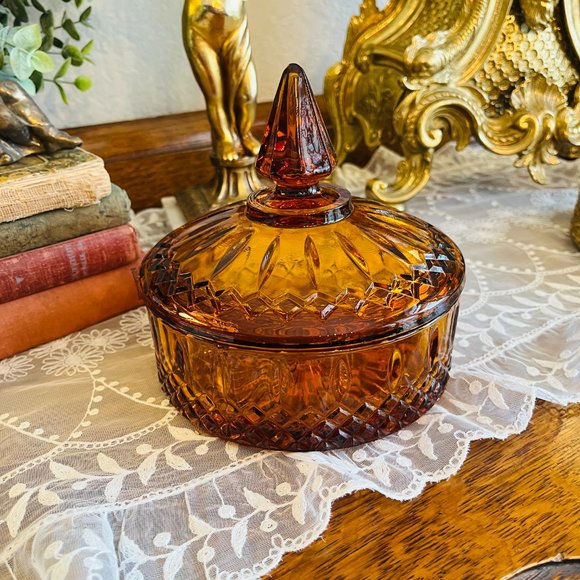 Vintage Other - VTG amber Indiana glass candy dish